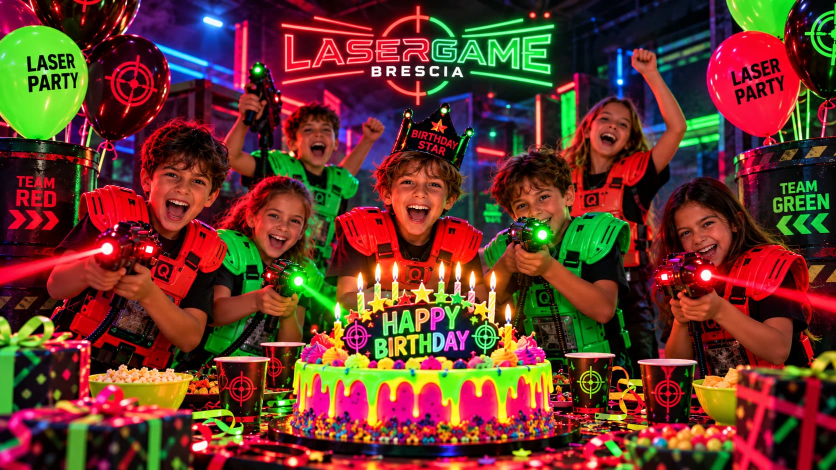 Sala allestita per una festa di compleanno per bambini a Brescia